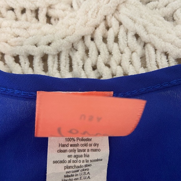 Macy’s royal blue quarter sleeve chiffon blouse - Picture 3 of 4